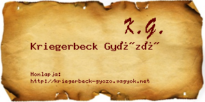 Kriegerbeck Győző névjegykártya